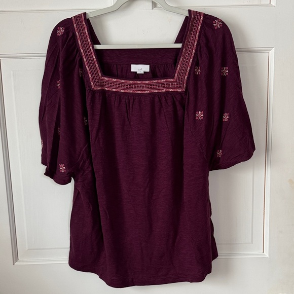 J. Jill Tops - J. Jill Deep Purple Embroidered Blouse